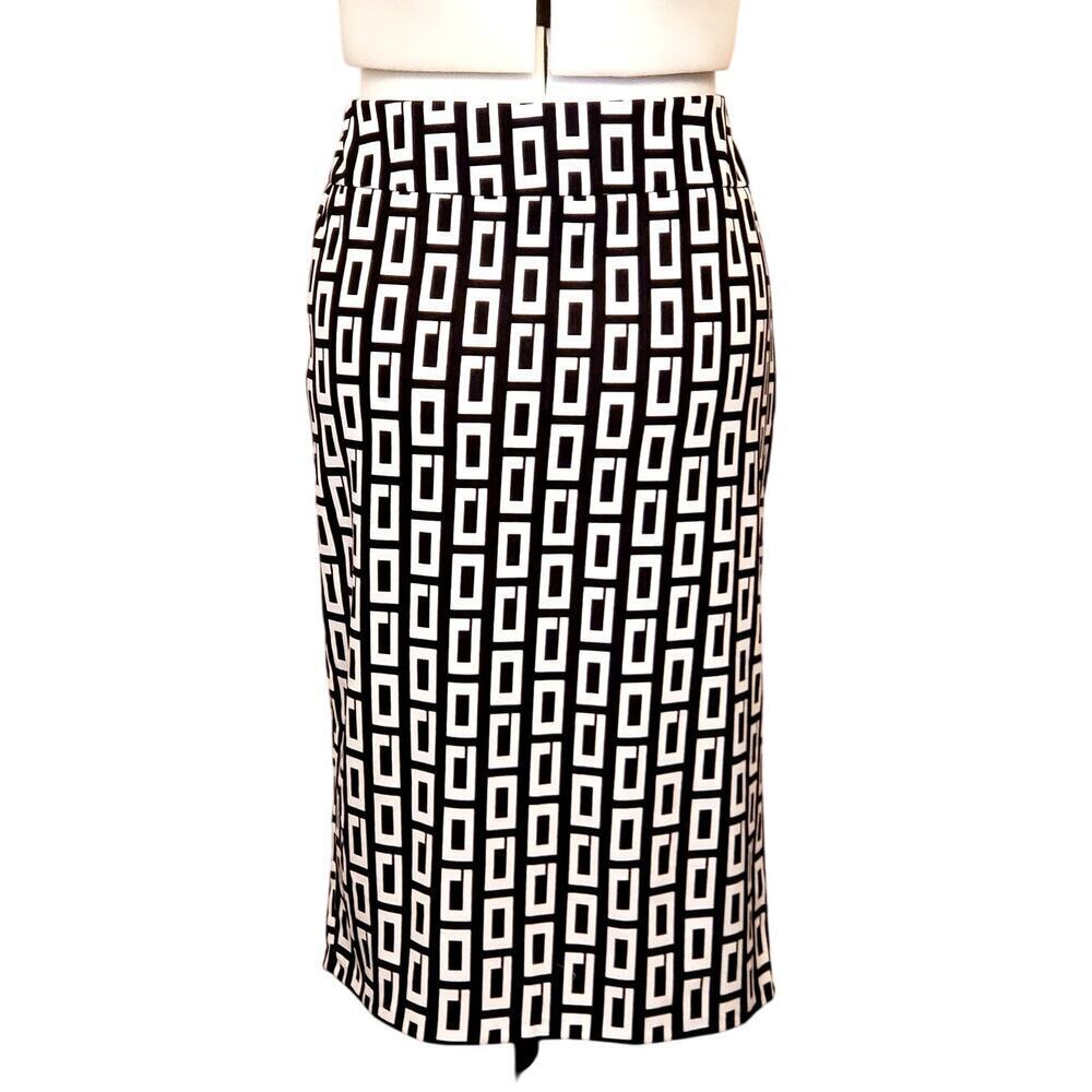 Ashley Stewart High Waist Geometric Black & White Pencil Office Skirt Size 18/20 - Picture 3 of 7